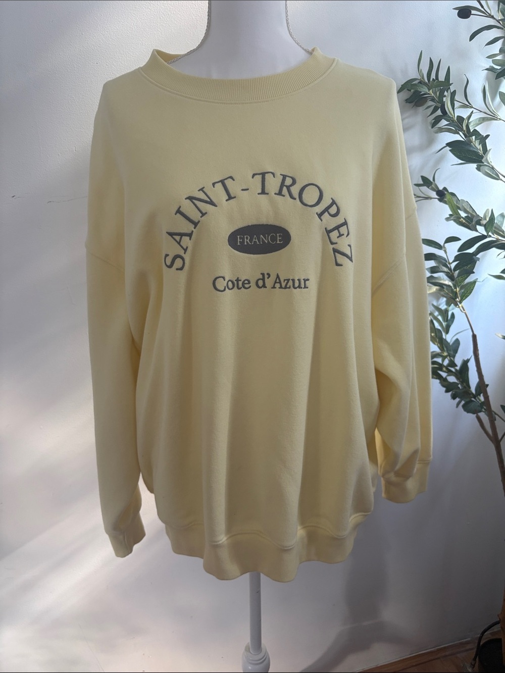 wild fable Pale Yellow Saint-Tropez Graphic Crewneck Sweater
